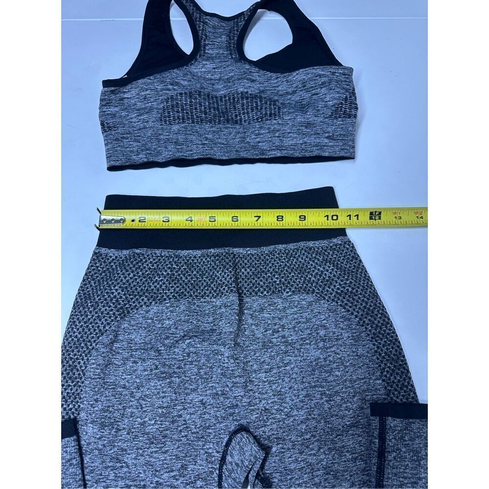 Shein Yoga Set Of Padded Top & Leggings Gray Black Size M - Picture 8 of 12